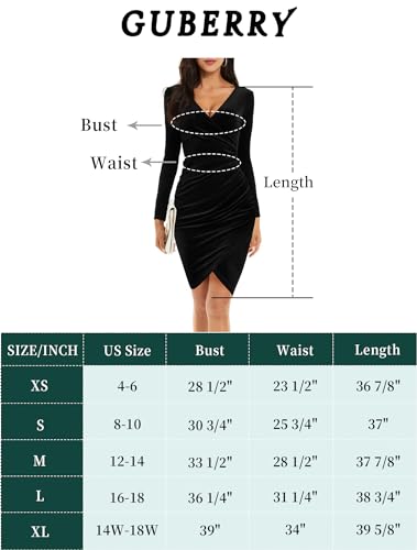 GUBERRY Womens Sexy Bodycon Dress for Wedding Guest Elegant Long Sleeve Mini Homecoming Dresses(Dark Navy,Medium)