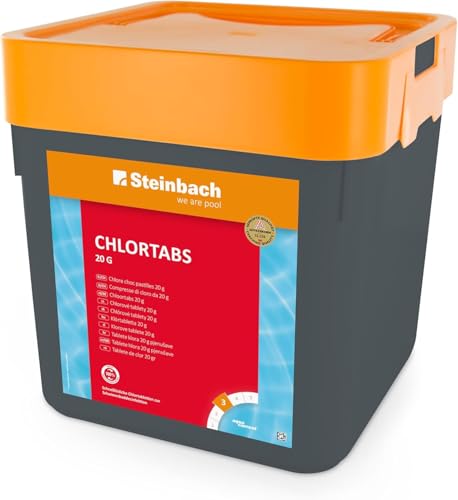 Steinbach Chlortabs 20g 5kg | schnelllösliche Chlortabletten zur Schwimmbaddesinfektion | pH-neutral & rückstandsfrei | für Erstdosierung & Dauerdosierung | für alle Wasserhärten geeignet