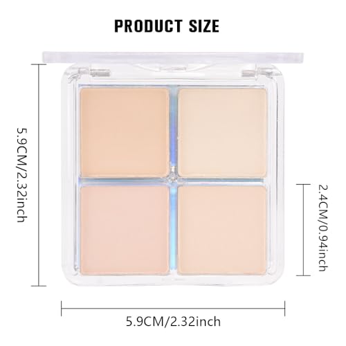 HHLTOH 4 Colors Light Beige Nude Pink Ivory Eye Shadow Powder Palette Makeup, Neutral Matte Shimmer Cream Quad Eyeshadow Palette for Women Highly Pigmented Waterproof, paleta de sombras de ojos, Vegan
