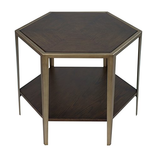 MY SWANKY HOME Geometric Wood Veneer Hexagon Accent Table | Bunching C