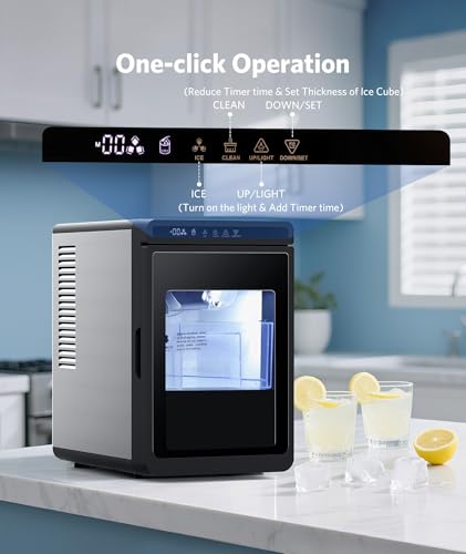Image of Antarctic Star Clear Ice Cube Makers, 9 Pcs 1.6 inch Large Clear Ice Cubes /Hour, 24H Timer, Self-Cleaning, 5 Ice Cube Sizes for Cocktails, Whiskey & Bourbon, Perfect for Home bar, Kitchen & Party
