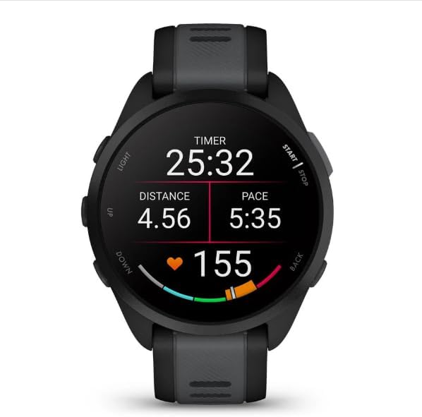 Relógio Forerunner 165, Bateria 14 dias, tela AMOLED, Gps, Treinos Personalizados, resistente à água, original Nota Fiscal e garantia - Preto