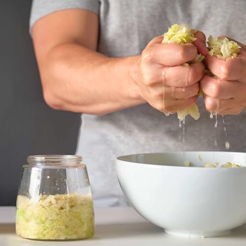 HEFTMAN Gärglas mit 1-Wege-Luftablassöffnung - 1 Liter 2er-Pack Lebensmittelecht Fermentierglas für Kefir, Kimchi, Sauerkraut, Sauerteigstarter, Overnight Oats - Gärgläser 2 Stück (Blau)
