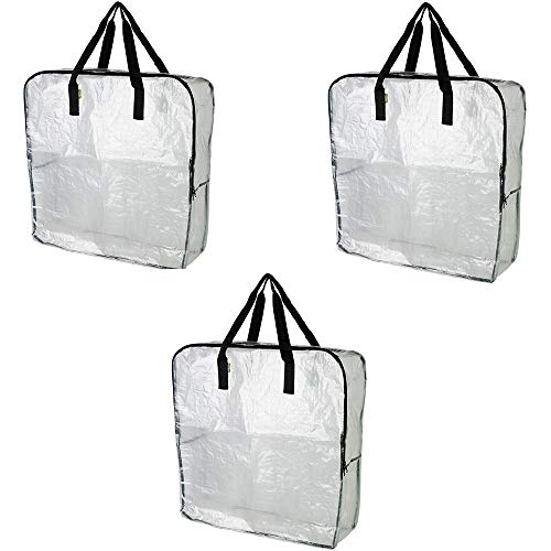 Pack of 3 - Extra Large Clear Storage Bag for Clothing Storage Under the Bed Storage Garage Storage Recycling Bags