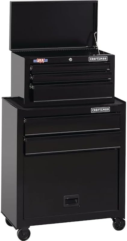 CRAFTSMAN Combo de caja de herramientas de acero con rodamiento de bolas de 5 cajones (negro) Serie 1000 26 pulgadas de ancho x 44 pulgadas de alto