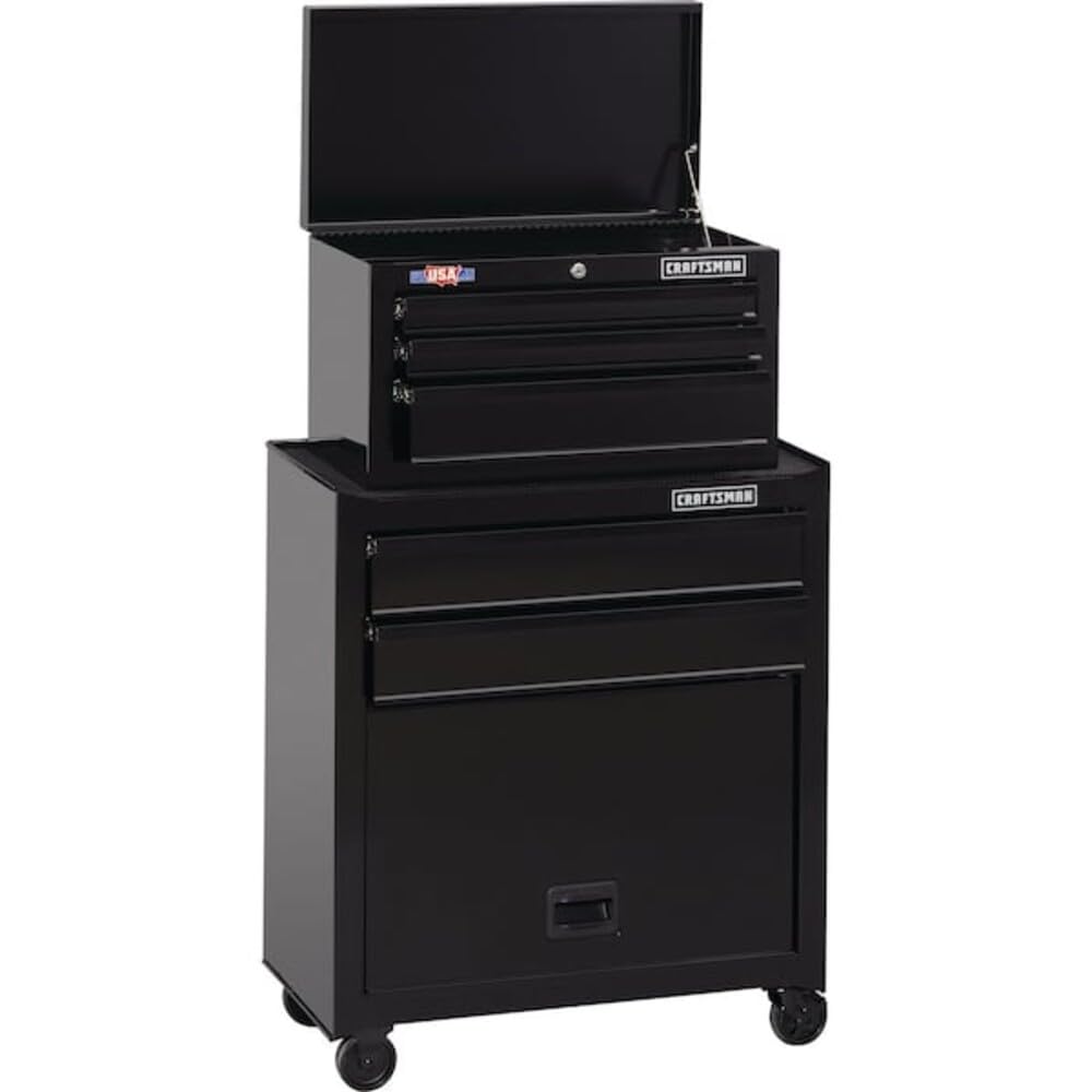 CRAFTSMAN 5-Drawer Ball-Bearing Steel Tool Chest Combo Black