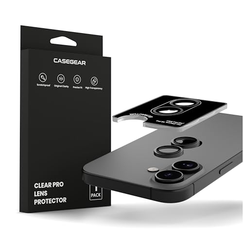 Image of CASEGEAR Clear Pro Camera Lens Protector Compatible With iPhone 16 /16 Plus | HD Clarity | Scratch Resistant | Complete Coverage | Easy Installation | Black