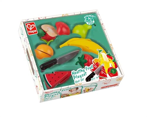 Hape Set Di Frutta Sana | Set Di Frutta Con Coltello Giocattolo Per Giocare Per Finta | 3+ Anni - 4
