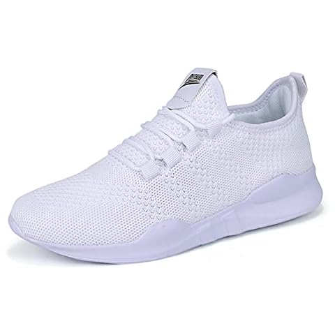 CAIQDM Men's Trainers Shoes Running Shoes Sports Shoes Trainers Jogging Shoes Outdoor Casual Shoes Tenni Walking Shoes White Trainers 43 Men, 9 UK Cover