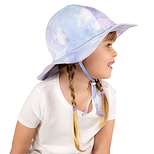 Image of JAN & JUL Girls Wide Brim UV Protection Cotton Sun-Hat, Adjustable Strap, for Baby, Toddler, Kids