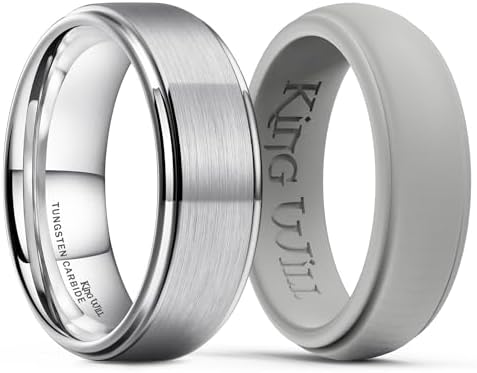 King Will Fede Nuziale In Silicone Uomo: Design Cuori Interni, Traspirante, 8mm, Grigio/giallo
