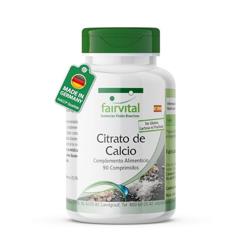 fairvital Comprimidos de citrato de calcio, 300mg de calcio, 90 comprimidos, ALTA DOSIS, VEGANOS, sustancia pura sin aditivos