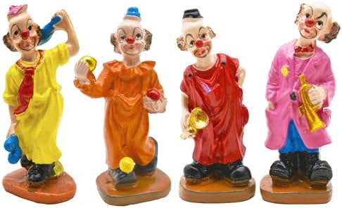 4Pcs Mini Carnival Clown Figurines Resin Circus Performers Figures image 3