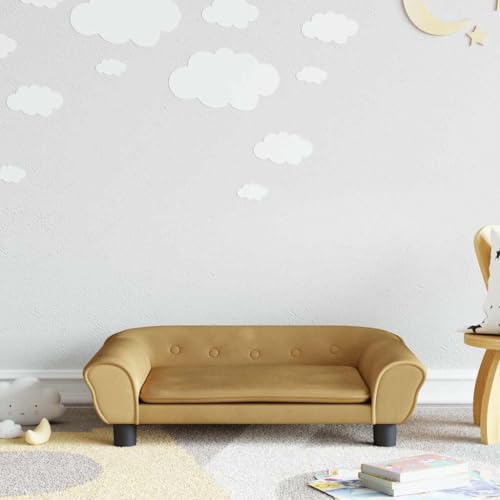 sephironlbb Sofá infantil marrón de terciopelo con marco de madera de pino estable, 70 x 45 x 26 cm, cómodo mueble infantil para habitación infantil, ideal para sentarse, jugar y relajarse