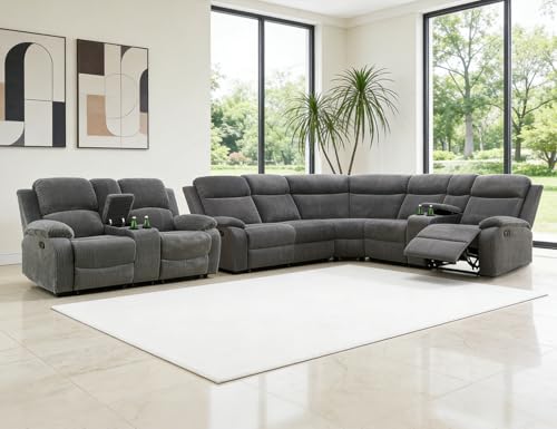 Anthato Manual Reclining Sectional Couch, Living Room Furniture Sets, L-Shaped