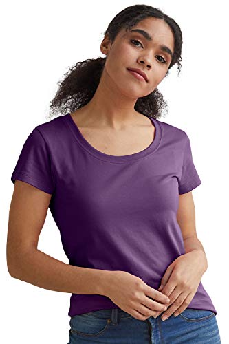 Fair Indigo Fair Trade Organic Essential Scoop Neck Tee (L, Grape)