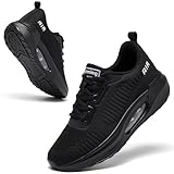 Trainers for Women Black Running Shoes Ladies Arch Support Memory Foam Plantar Fasciitis Orthopedic Shoes Air Cushion Athletic Gym Sneakers All Black UK 6
