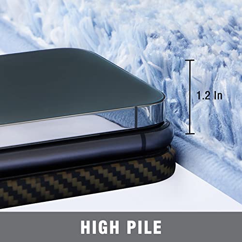 Techmilly Luxury Fluffy Bathroom Rugs (Set Of 2 Piece), Non-Slip Soft Absorbent Microfiber Striped Shower Mat, Washable And Quick Dry, 24''X17'' Blue #TOP2