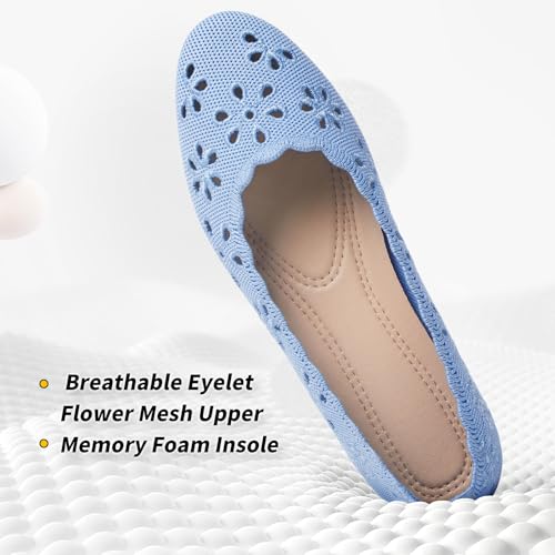 Image of BABUDOG Mesh Ballet Flats Shoes for Women,Womens Flats Dressy Comfortable,Women's Dress Shoes with Flower Eyelets,Slip on Casual Walking Flats