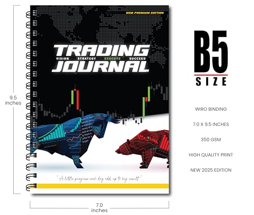 Image of Trading Diary Journal [New Premium Edition]+Trading Calendar +Trading Holidays +P&L Analysis +Track Goals +Track Investment + (Free 2 Candlestick & 2 ... Futures, Forex, Crypto | Wiro Binding