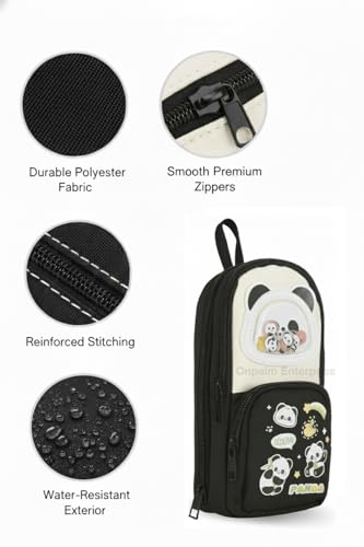 Image of Kawaii Pencil Pouch for Kids with Cute Character Erasers | Double Zipper, Water-Resistant School Pouch | Lightweight Stationery Case for Boys & Girls