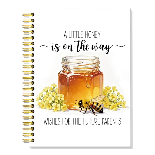 ERHACHAIJIA A Little Honey is On The Way Wishes for The Future Parents 160 Pages Hardcover Lined Spiral Notebook, Funny Honey Baby Shower Guest Sign in Book, Advice for Parents, Wishes for Baby
