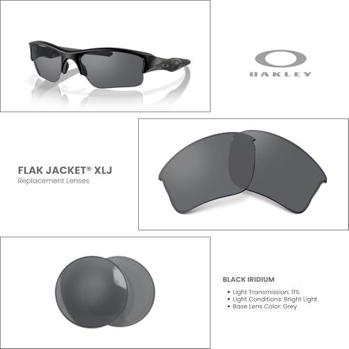 Image of Oakley Flak Jacket XLJ OO9009 Replacement Lenses for Men for Women | In Black Iridium, Prizm Daily & Prizm Golf. Polarized options available. Bonus 4-piece care kit included.