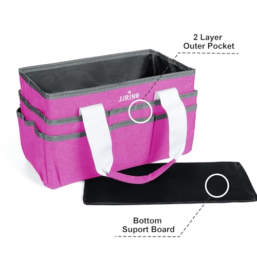 Image of JJRING Craft Organizer Tote Bag, Art Storage Caddy with Multiple Pockets, Deep Red Sewing Bag for Art, Craft, Scrapbooking, School, Medical, and Office Supplies Storage