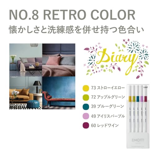 Emott Fineline Markers, Assorted 5 Pack (UX248351000) by 三菱鉛筆 - Image 2