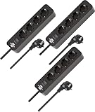Brennenstuhl Ecolor - Ciabatta elettrica a 4 prese, set da 3 prese, con interruttore e cavo da 1,5 m, colore: Nero