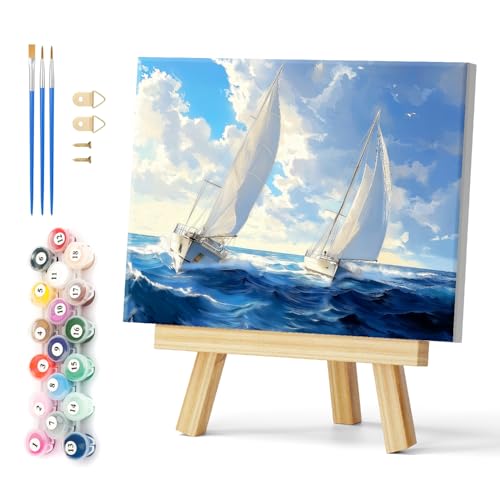 Natuyalo Framed Paint by Number Kit for Adults Sailboat in Waves 12x16 Inch by Natuyalo - Used condition - US$11.49