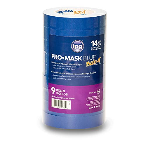 Image of IPG ProMask Blue with BLOC-It, Premium 14-Day Masking Tape, .94 inch x 60 yd, Blue, (9-Pack)