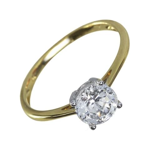 Ivy Gems 9ct Yellow Gold 1ct Finest 100 Cut Swiss Cubic Zirconia Round Solitaire Ring - Size N Cover