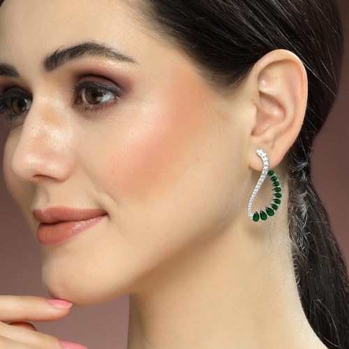 Image of Karatcart Women Green American Diamond Stud Earrings