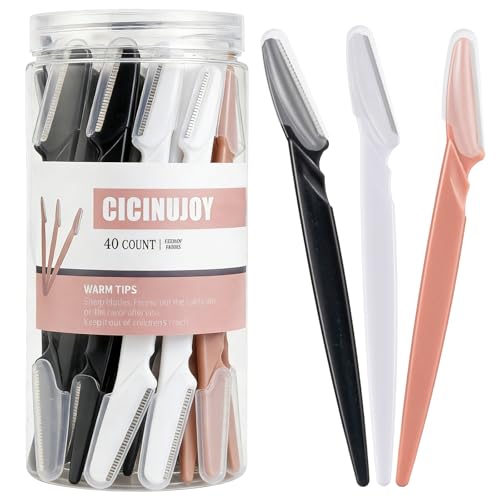 40pcs Eyebrow Razor for Women, Face Shaver Kit Dermaplaning Tool for Peach Fuzz Removal, Stainless...