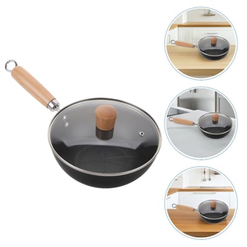 Wok de hierro fundido con tapa 24 cm mango madera miniatura 7