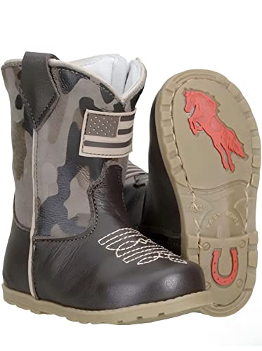 Image of King USA Texas Real leather Western Boots - Infant Toddler Boys Girls Cowboy Cowgirl Zipper Boots with Rubber Soles