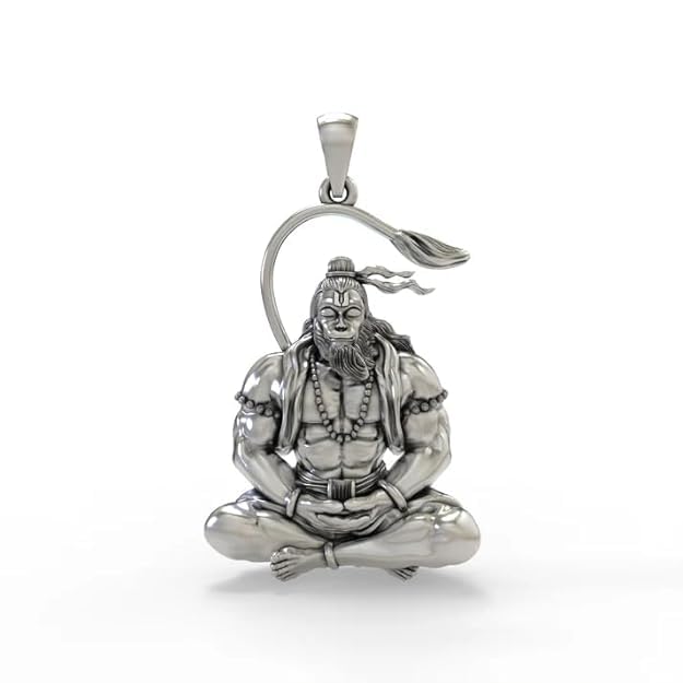 beautivia Spiritual Pendant, Religious Necklace, Lord Hanuman Chalisa Locket with Gada Micro-carved Tag Stainless Steel Hanuman Necklace with Crisscross Chain for Gift, Unisex-picture-2