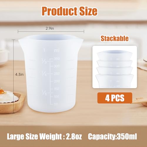 Set de 4 vasos medidores de silicona 350 ml miniatura 2