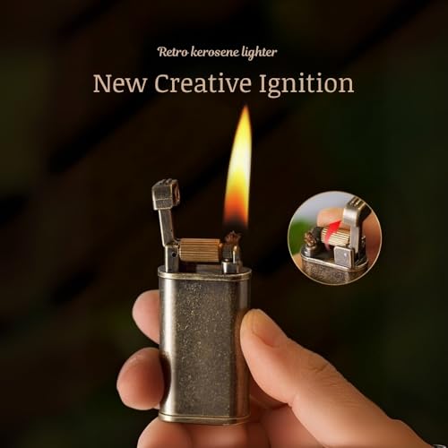 Image of Smoke King Zinc Alloy Flint-Wheel Lighter Durable Vintage Grind-Wheel Refillable Windproof Lighter (Fuel Not Included)
