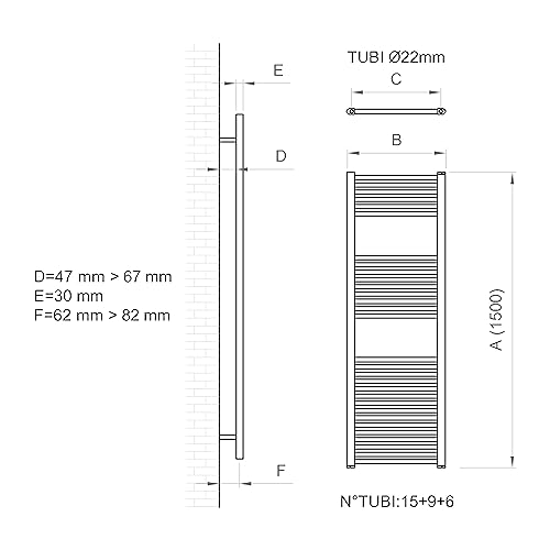 ERCOS Scaldasalviette 450x1500 mm Bianco