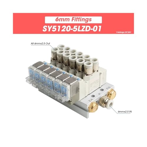 Commande d'électrovanne pneumatique SY5120, collecteur combiné 6mm durable - 3