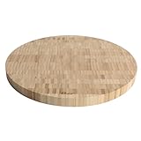 Oster Capeheart Round End Grain Bamboo Cutting Board Set – 14' Wooden Durable Kitchen Chopping Carving Boards with Juice Grooves, Oil Finished