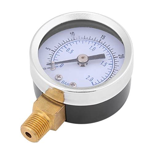 Manometro Pressione Aria 0-30 psi 0-2 bar Scala Doppia con Filetto 1/8 BSPT per Idraulica Compressori Acqua