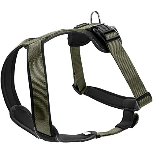 HUNTER NEOPREN Hundegeschirr, Nylon, gepolstert mit Neopren, M/2 58 - 72 cm, oliv/schwarz*