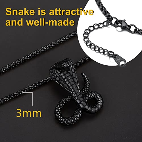 Chainspromax Snake Pendant Cobra Snake Jewelry Mens Black Gothic Necklace Satanic Necklace Cool Jewelry #TOP4