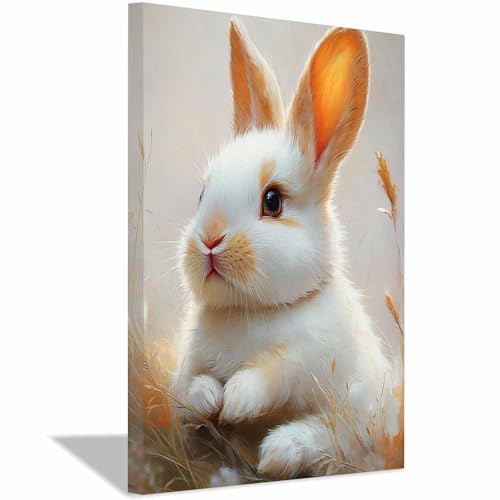Impression sur toile lapin fleurs idée cadeau décoration maison