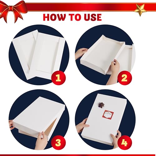 JOYIN 12 PCS Christmas Shirt Gift Boxes with Lids, 4'' Deep Large 4 Different Sizes White Assorted Cardboard Robe Boxes for Presents Clothes Wrapping, Xmas Holiday Birthday Wedding Gifts Package Decor - Image 5