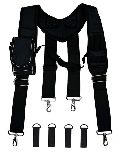 Cedriany Tool Belt Suspenders for Work Belt Suspenders Heavy Duty Padded with Attachment Loops for Men