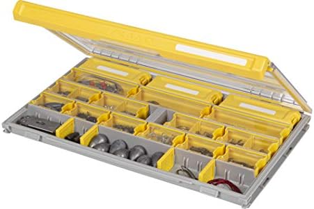 Plano EDGE Premium Terminal Tackle Utility Box, Clear and Yellow, Rust-Resistant Storage, Waterproof Tackle Tray Organizer for Weights, Hooks, and Baits